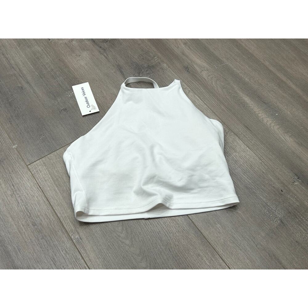 NWT Outdoor Voices Womens White Move Free Criss Cross Padded Tank Top Size XS
